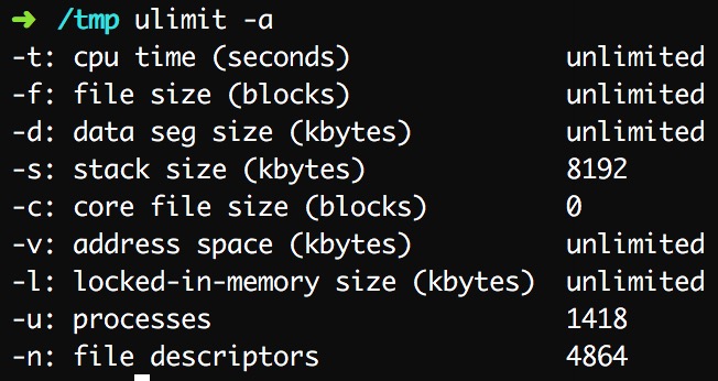 ulimit -a